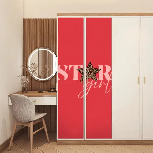 Star girl - Rood - Panter - Ster deurposter klein -sfeer3