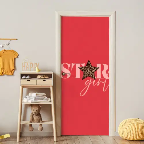 Star girl - Rood - Panter - Ster deurposter klein -sfeer4