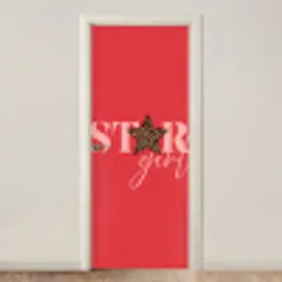 Star girl - Rood - Panter - Ster deurposter klein -3d_beige