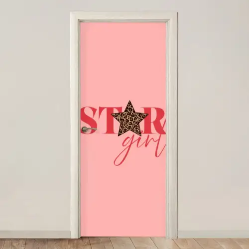Star girl - Roze - Panter - Ster deurposter klein -3d_beige