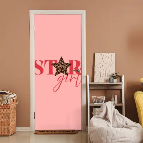 Star girl - Roze - Panter - Ster deurposter klein -sfeer1