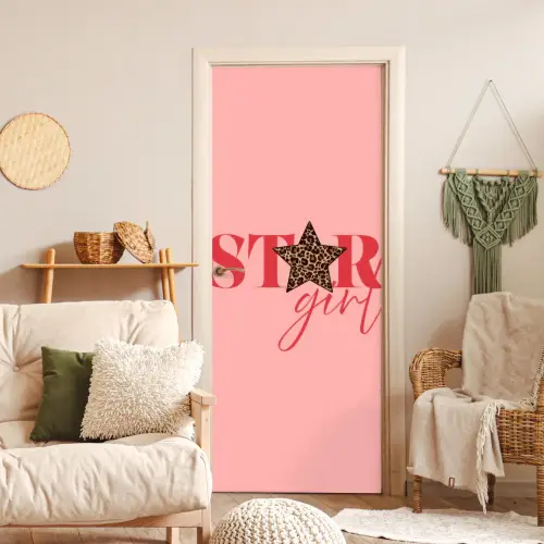 Star girl - Roze - Panter - Ster deurposter klein -sfeer2