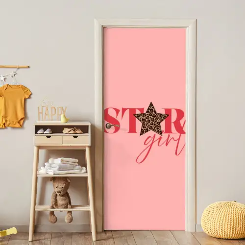 Star girl - Roze - Panter - Ster deurposter klein -sfeer4