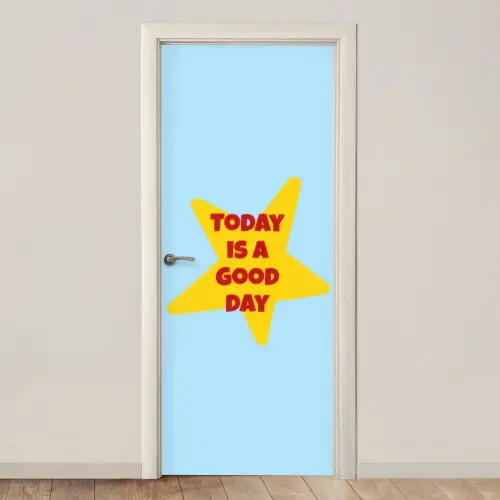 Ster - Today is a good day - Blauw deurposter klein -3d_beige
