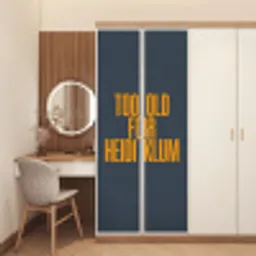 Too old for heidi klum - Geel - Blauw deurposter klein -sfeer3
