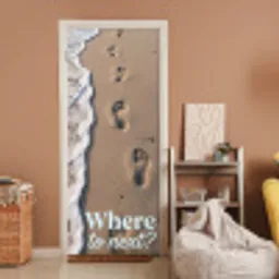Where to next - Strand - Voetstappen deurposter klein -sfeer1