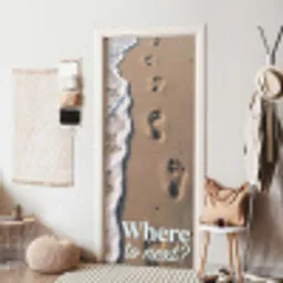 Where to next - Strand - Voetstappen deurposter klein -sfeer6