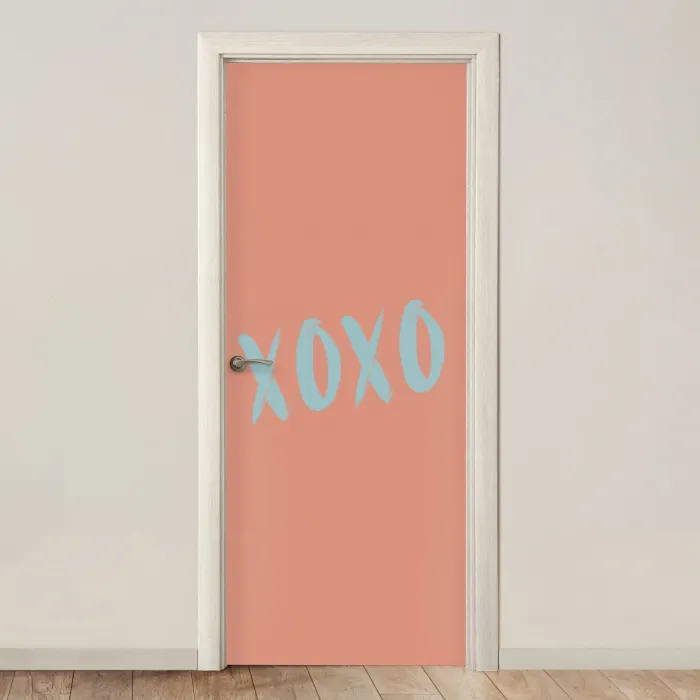 XOXO - Blauw - Perzikkleur deurposter klein -3d_beige