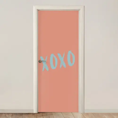 XOXO - Blauw - Perzikkleur deurposter klein -3d_beige