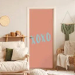 XOXO - Blauw - Perzikkleur deurposter klein -sfeer2