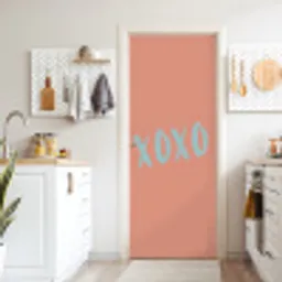 XOXO - Blauw - Perzikkleur deurposter klein -sfeer5