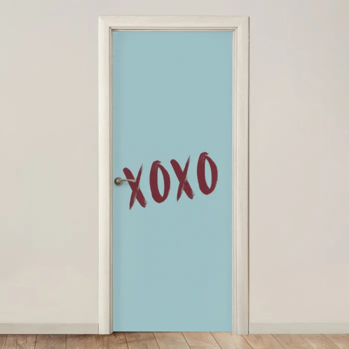XOXO - Blauw - Rood deurposter klein -3d_beige