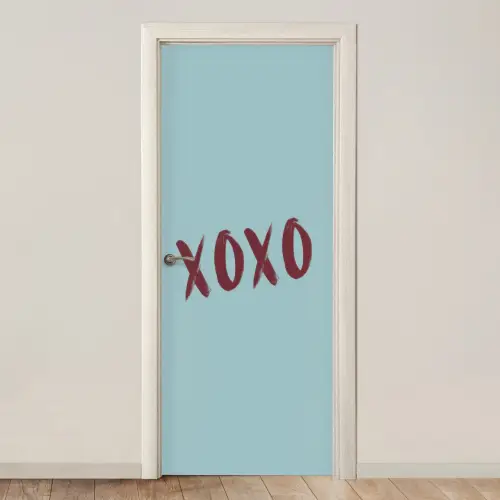 XOXO - Blauw - Rood deurposter klein -3d_beige