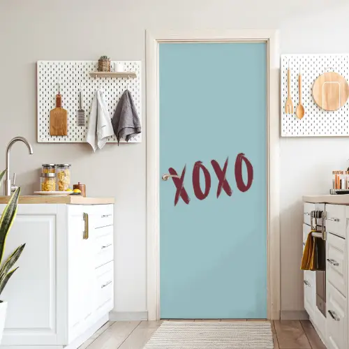 XOXO - Blauw - Rood deurposter klein -sfeer5