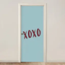 XOXO - Blauw - Rood deurposter klein -3d_beige