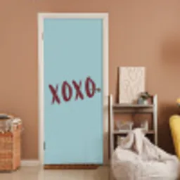 XOXO - Blauw - Rood deurposter klein -sfeer1
