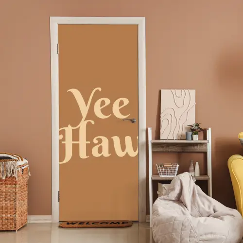 Yee haw - Bruin - Minimalistisch deurposter klein -sfeer1