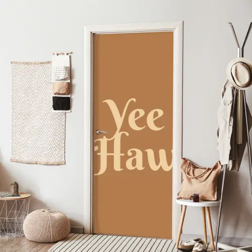 Yee haw - Bruin - Minimalistisch deurposter klein -sfeer6