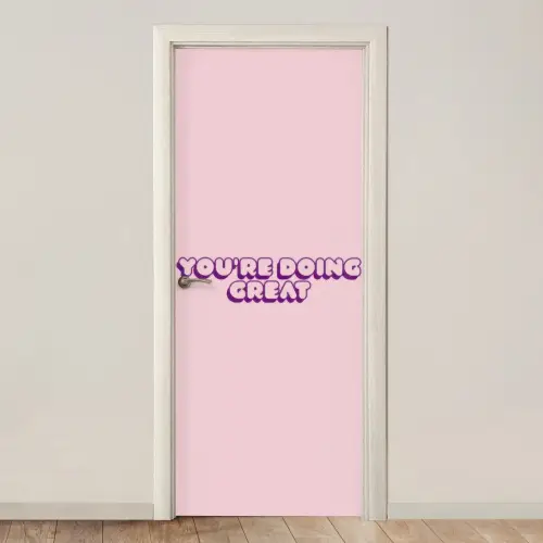 You're doing great - roze - 3D deurposter klein -3d_beige