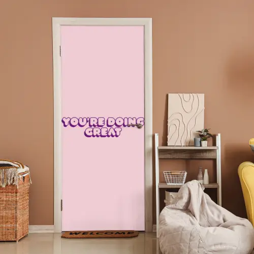 You're doing great - roze - 3D deurposter klein -sfeer1