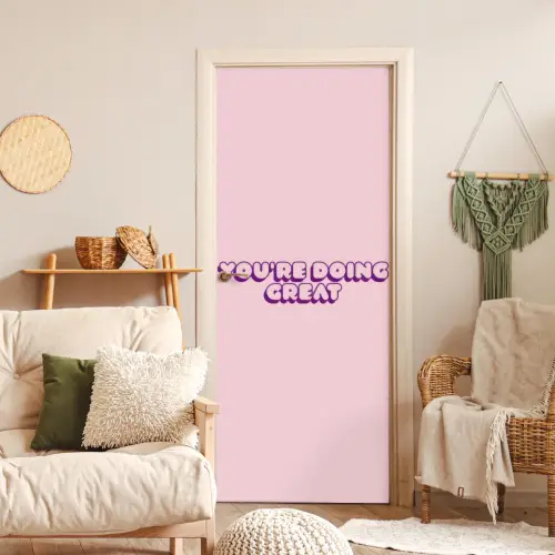 You're doing great - roze - 3D deurposter klein -sfeer2
