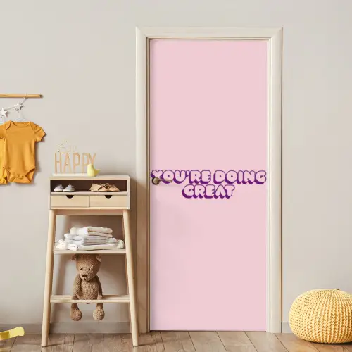 You're doing great - roze - 3D deurposter klein -sfeer4