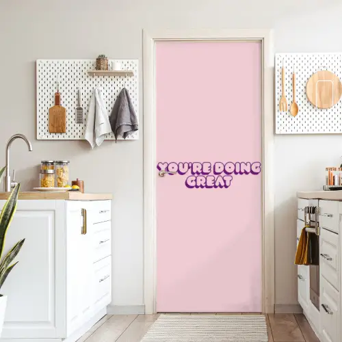 You're doing great - roze - 3D deurposter klein -sfeer5