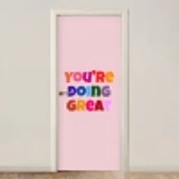 You're doing great - Roze - Kleurrijk deurposter klein -3d_beige