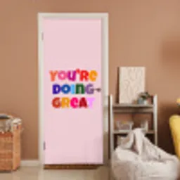 You're doing great - Roze - Kleurrijk deurposter klein -sfeer1