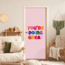 You're doing great - Roze - Kleurrijk deurposter klein -sfeer2