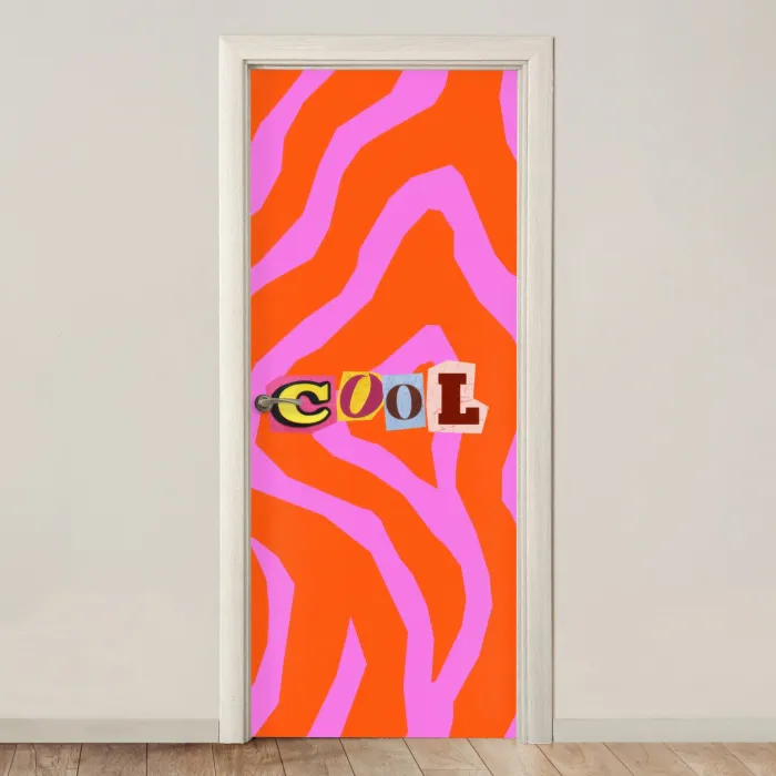 Zebraprint - Grafisch - COOL - Oranje deurposter klein -3d_beige