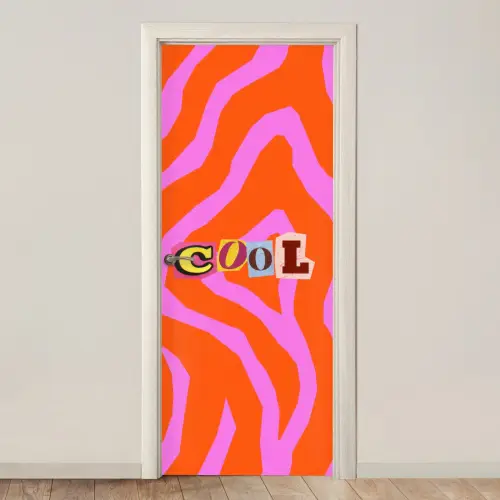 Zebraprint - Grafisch - COOL - Oranje deurposter klein -3d_beige