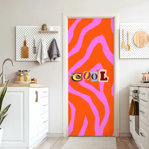 Zebraprint - Grafisch - COOL - Oranje deurposter klein -sfeer5
