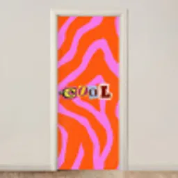 Zebraprint - Grafisch - COOL - Oranje deurposter klein -3d_beige