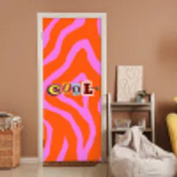 Zebraprint - Grafisch - COOL - Oranje deurposter klein -sfeer1