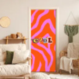 Zebraprint - Grafisch - COOL - Oranje deurposter klein -sfeer2