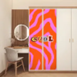 Zebraprint - Grafisch - COOL - Oranje deurposter klein -sfeer3
