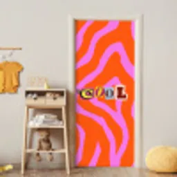 Zebraprint - Grafisch - COOL - Oranje deurposter klein -sfeer4
