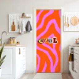 Zebraprint - Grafisch - COOL - Oranje deurposter klein -sfeer5