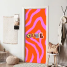 Zebraprint - Grafisch - COOL - Oranje deurposter klein -sfeer6