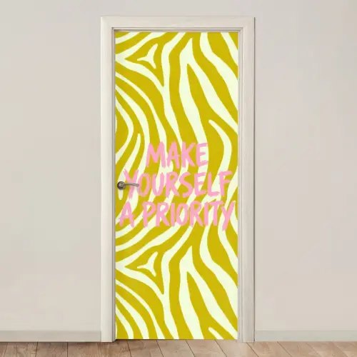 Zebraprint - Priority - Roze deurposter klein -3d_beige