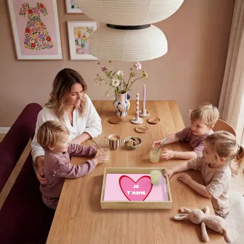 Hart - Frans - Valentijn - Roze Dienblad Rechthoek middel -sfeer4