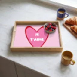 Hart - Frans - Valentijn - Roze Dienblad Rechthoek middel -sfeer2