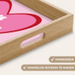 Hart - Frans - Valentijn - Roze Dienblad Rechthoek middel -USP_HandgreepNL