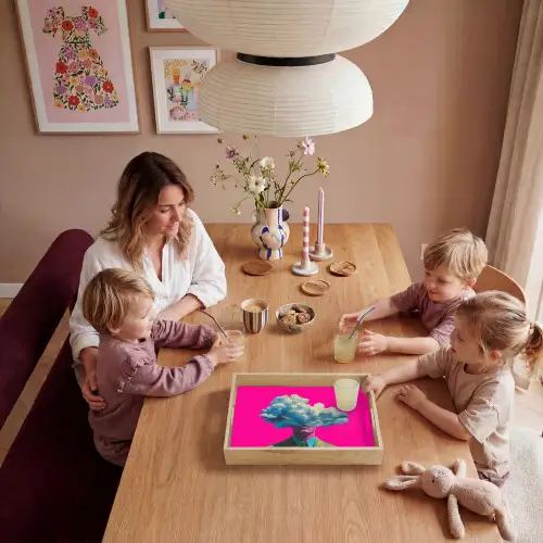 Man - Pak - Wolk - Roze Dienblad Rechthoek middel -sfeer4