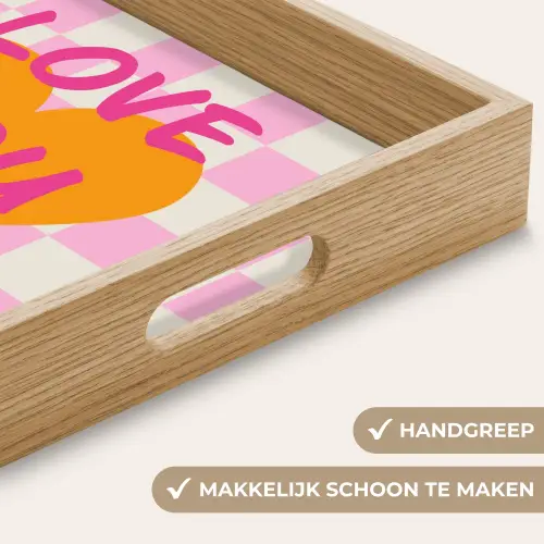 Valentijn - Love - Roze - Oranje Dienblad Rechthoek middel -USP_HandgreepNL