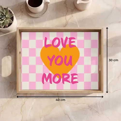 Valentijn - Love - Roze - Oranje Dienblad Rechthoek middel -USP_Formaat