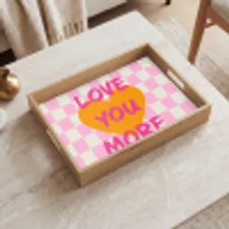 Valentijn - Love - Roze - Oranje Dienblad Rechthoek middel -sfeer1
