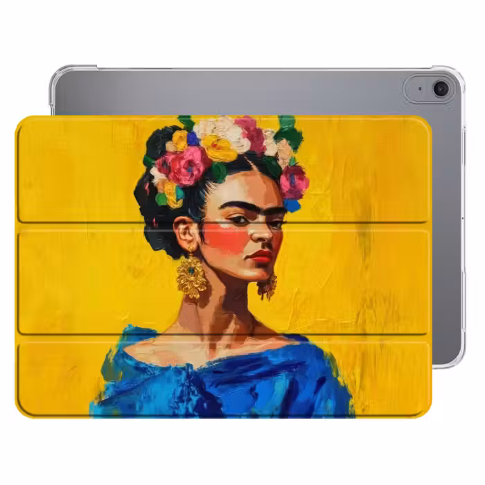 Frida Kahlo - Vrouw - Geel - Blauw - Bloemen