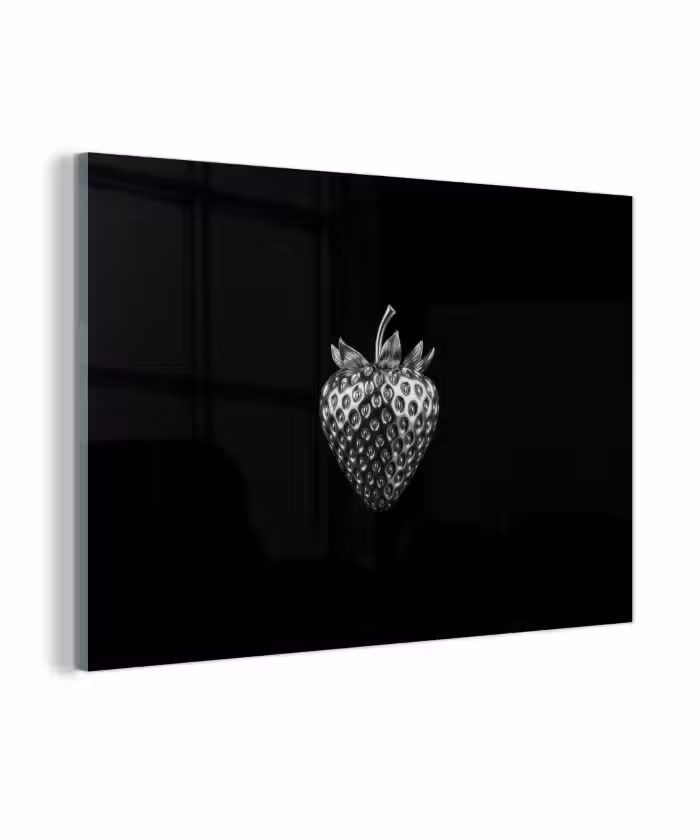 Glas schilderij - Aardbei - Zaadstructuur - Realistisch